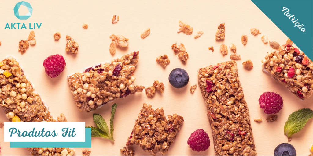 Blog sobre produtos fit com Diversas Barras de cereal espalhadas em superfície