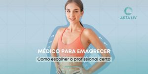 Mulher magra sorrindo com o título Medico para emagrecer: como encontrar o profissional certo em sobrescrito.